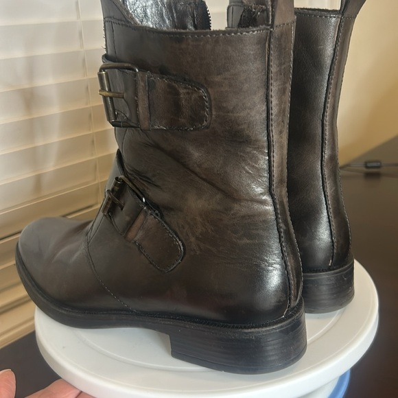 Emanuele Crasto Double Buckle Moto Boots Brown Leather Made in Italy Women 40 - Picture 16 of 17